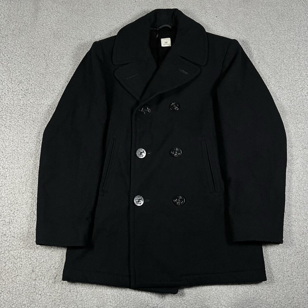 US Military Wool Pea Coat Mens 38R Sterlingwear Boston Enlisted Vintage NAVY